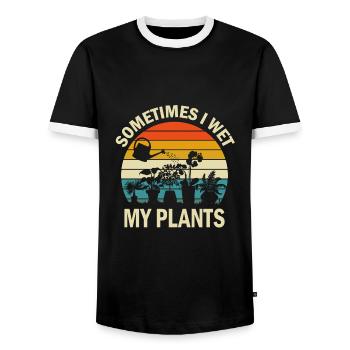 Parfois, je mouille mes plantes, amoureux des plantes, jardinier - T-shirt contrasté Homme - noir/blanc - Devant - AI Model Female 172 light (172cm) & AI Model Male 178 light (178cm)
