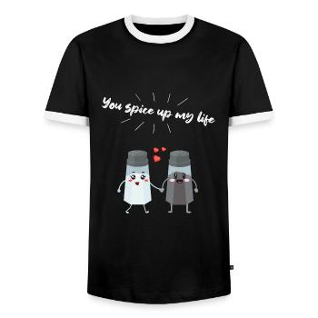 Salz und Pfefferstreuer Paar Geschenk für Köche - Männer Kontrast-T-Shirt - Schwarz/Weiß - Vorne - AI Model Female 172 light (172cm) & AI Model Male 178 light (178cm)