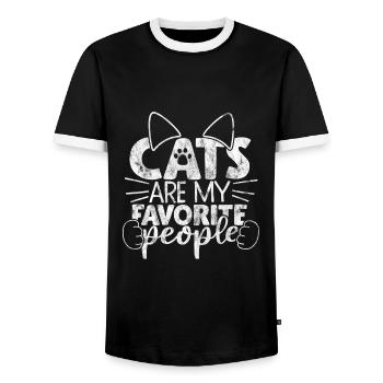 Les chats sont mes personnes préférées - Dictons de chat - T-shirt contrasté Homme - noir/blanc - Devant - AI Model Female 172 light (172cm) & AI Model Male 178 light (178cm)