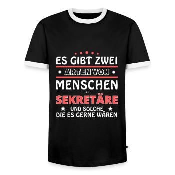 Secretaries Gift - Two Types of... Design - Men's Ringer Shirt - black/white - Front - AI Model Female 172 light (172cm) & AI Model Male 178 light (178cm)