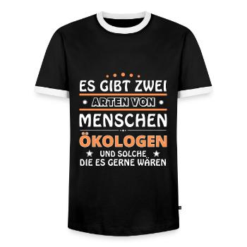 Ecologist Gift - Two Types of... Design - Men's Ringer Shirt - black/white - Front - AI Model Female 172 light (172cm) & AI Model Male 178 light (178cm)