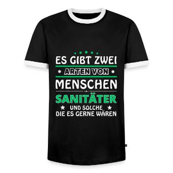 Paramedic Gift - Two Types of... Design - Men's Ringer Shirt - black/white - Front - AI Model Female 172 light (172cm) & AI Model Male 178 light (178cm)