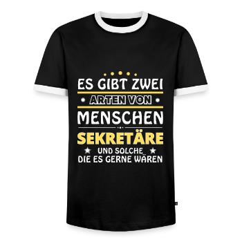 Secretaries Gift - Two Types of... Design - Men's Ringer Shirt - black/white - Front - AI Model Female 172 light (172cm) & AI Model Male 178 light (178cm)