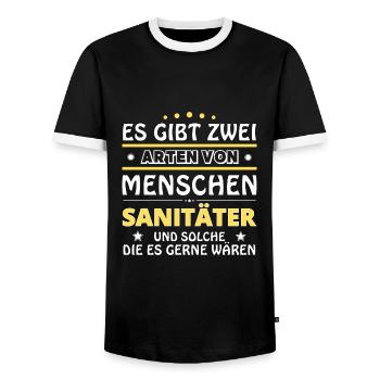 Paramedic Gift - Two Types of... Design - Men's Ringer Shirt - black/white - Front - AI Model Female 172 light (172cm) & AI Model Male 178 light (178cm)