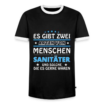 Paramedic Gift - Two Types of... Design - Men's Ringer Shirt - black/white - Front - AI Model Female 172 light (172cm) & AI Model Male 178 light (178cm)