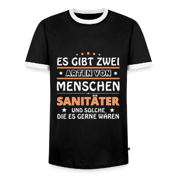 Paramedic Gift - Two Types of... Design - Men's Ringer Shirt - black/white - Front - AI Model Female 172 light (172cm) & AI Model Male 178 light (178cm)