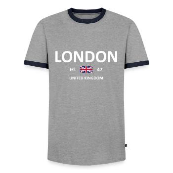 LONDON - Männer Kontrast-T-Shirt - Grau/Navy  - Vorne - AI Model Female 172 light (172cm) & AI Model Male 178 light (178cm)