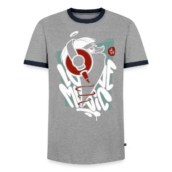 Love Music Musician - Männer Kontrast-T-Shirt - Grau/Navy  - Vorne - AI Model Female 172 light (172cm) & AI Model Male 178 light (178cm)