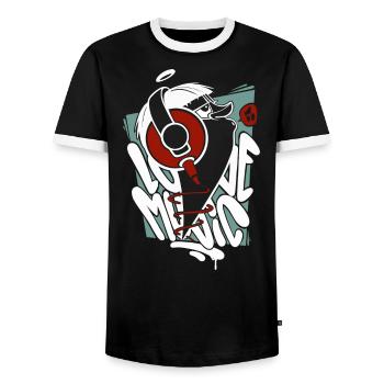 Love Music Musician - Männer Kontrast-T-Shirt - Schwarz/Weiß - Vorne - AI Model Female 172 light (172cm) & AI Model Male 178 light (178cm)