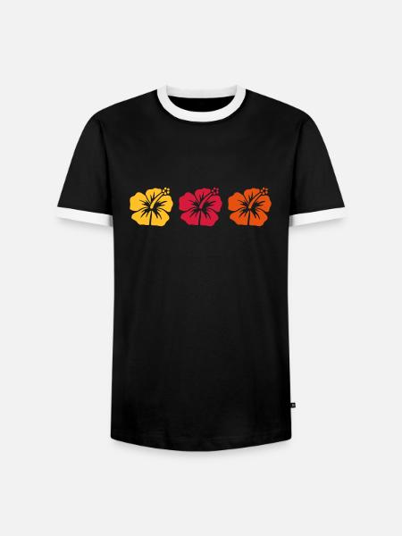 Hibiskus - Männer Kontrast-T-Shirt - Schwarz/Weiß