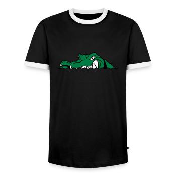 Crocodile funny fun wedding sunglasses thumb - Men's Ringer Shirt - black/white - Front - AI Model Female 172 light (172cm) & AI Model Male 178 light (178cm)