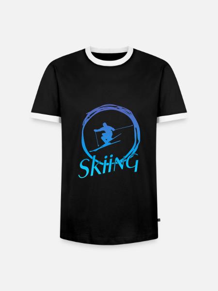 Skiing - Männer Kontrast-T-Shirt - Schwarz/Weiß