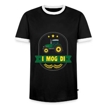 I mog di Traktor Trecker Bauer Landwirtschaft - Männer Kontrast-T-Shirt - Schwarz/Weiß - Vorne - AI Model Female 172 light (172cm) & AI Model Male 178 light (178cm)
