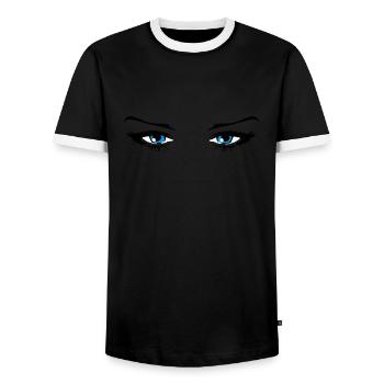 Augen frau schön - Männer Kontrast-T-Shirt - Schwarz/Weiß - Vorne - AI Model Female 172 light (172cm) & AI Model Male 178 light (178cm)