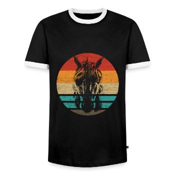 Einhorn Retro Style Vintage - Männer Kontrast-T-Shirt - Schwarz/Weiß - Vorne - AI Model Female 172 light (172cm) & AI Model Male 178 light (178cm)