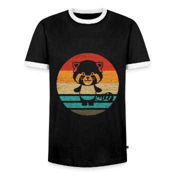 Red Panda Retro Style Vintage - T-shirt contrasté Homme - noir/blanc - Devant - AI Model Female 172 light (172cm) & AI Model Male 178 light (178cm)