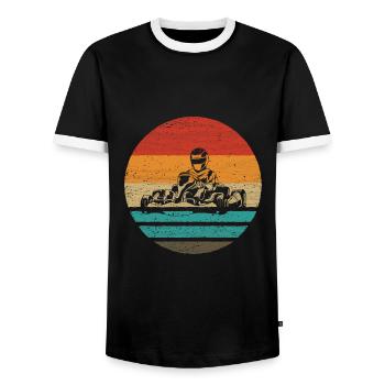 Gokart Retro Style Vintage - Männer Kontrast-T-Shirt - Schwarz/Weiß - Vorne - AI Model Female 172 light (172cm) & AI Model Male 178 light (178cm)
