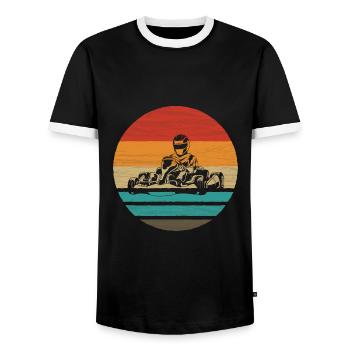 Gokart Retro Style Vintage - Männer Kontrast-T-Shirt - Schwarz/Weiß - Vorne - AI Model Female 172 light (172cm) & AI Model Male 178 light (178cm)