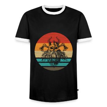 Viking Skull Retro Style Vintage - T-shirt contrasté Homme - noir/blanc - Devant - AI Model Female 172 light (172cm) & AI Model Male 178 light (178cm)