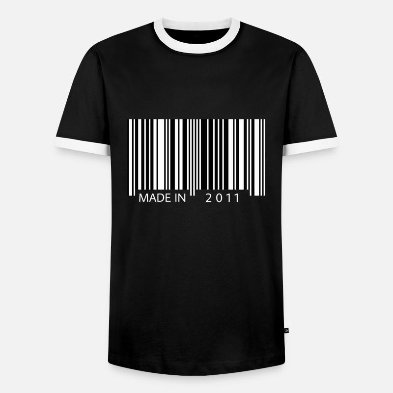 Made in 2011 Barcode Geschenk - Männer Kontrast-T-Shirt - Schwarz/Weiß