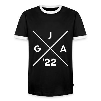 JGA 2022 - Junggesellenabschied Hochzeit Bräutigam - Männer Kontrast-T-Shirt - Schwarz/Weiß - Vorne - AI Model Female 172 light (172cm) & AI Model Male 178 light (178cm)