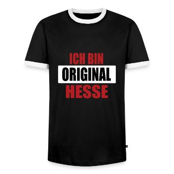 Ich bin original Hesse Hessen hessisch Geschenk - Männer Kontrast-T-Shirt - Schwarz/Weiß - Vorne - AI Model Female 172 light (172cm) & AI Model Male 178 light (178cm)