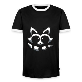 Waschbär im Minimalism-Design - Männer Kontrast-T-Shirt - Schwarz/Weiß - Vorne - AI Model Female 172 light (172cm) & AI Model Male 178 light (178cm)