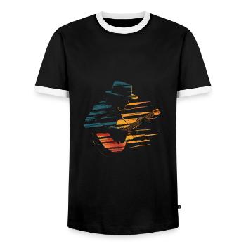 Guitar guitarist retro vintage - Men's Ringer Shirt - black/white - Front - AI Model Female 172 light (172cm) & AI Model Male 178 light (178cm)