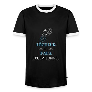 Pêcheur et papa exceptionnel ! cadeau pêcheur - T-shirt contrasté Homme - noir/blanc - Devant - AI Model Female 172 light (172cm) & AI Model Male 178 light (178cm)