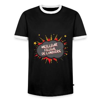 Meilleur filleul de l'univers ! meilleur filleul - T-shirt contrasté Homme - noir/blanc - Devant - AI Model Female 172 light (172cm) & AI Model Male 178 light (178cm)