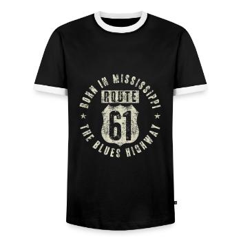 Mississippi Der Blues Highway 61 Musik Usa - Männer Kontrast-T-Shirt - Schwarz/Weiß - Vorne - AI Model Female 172 light (172cm) & AI Model Male 178 light (178cm)