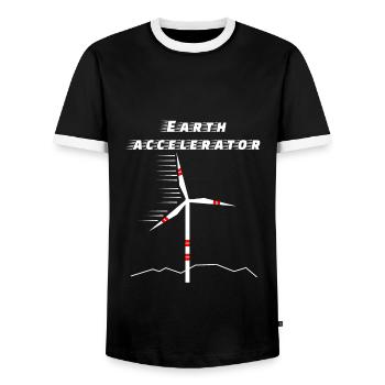 Accélérateur de terre d’éolienne Environnement Futur Solaire - T-shirt contrasté Homme - noir/blanc - Devant - AI Model Female 172 light (172cm) & AI Model Male 178 light (178cm)