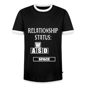 Game Player Relationship Controller Online Graphics - Men's Ringer Shirt - black/white - Front - AI Model Female 172 light (172cm) & AI Model Male 178 light (178cm)