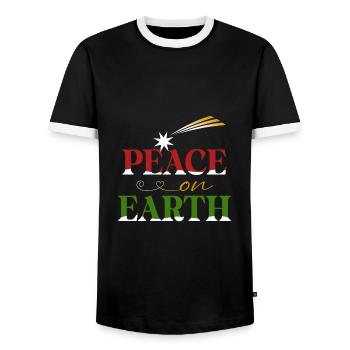 Paix sur Terre - T-shirt contrasté Homme - noir/blanc - Devant - AI Model Female 172 light (172cm) & AI Model Male 178 light (178cm)