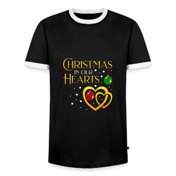 Christmas in my heart - Männer Kontrast-T-Shirt - Schwarz/Weiß - Vorne - AI Model Female 172 light (172cm) & AI Model Male 178 light (178cm)