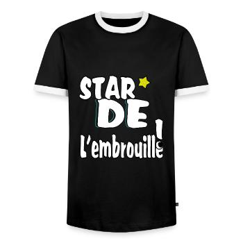 Star de l'embrouille! - T-shirt contrasté Homme - noir/blanc - Devant - AI Model Female 172 light (172cm) & AI Model Male 178 light (178cm)