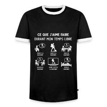 Randonneur Rando Randonnée Humour Mon Temps Libre - T-shirt contrasté Homme - noir/blanc - Devant - AI Model Female 172 light (172cm) & AI Model Male 178 light (178cm)