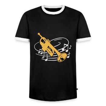 Trompete Musiker Orchester Trompeter - Männer Kontrast-T-Shirt - Schwarz/Weiß - Vorne - AI Model Female 172 light (172cm) & AI Model Male 178 light (178cm)
