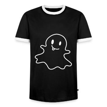 Gespenst - Männer Kontrast-T-Shirt - Schwarz/Weiß - Vorne - AI Model Female 172 light (172cm) & AI Model Male 178 light (178cm)