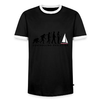 evolution Modellbauschiff_10_2016 - Männer Kontrast-T-Shirt - Schwarz/Weiß - Vorne - AI Model Female 172 light (172cm) & AI Model Male 178 light (178cm)