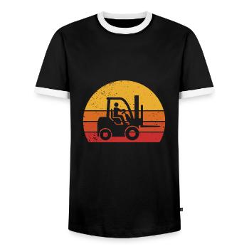 Gabelstapler Vintage Staplerfahrer Lagerist - Männer Kontrast-T-Shirt - Schwarz/Weiß - Vorne - AI Model Female 172 light (172cm) & AI Model Male 178 light (178cm)
