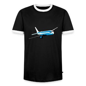 Flugzeug passagierflugzeug fliegen - Männer Kontrast-T-Shirt - Schwarz/Weiß - Vorne - AI Model Female 172 light (172cm) & AI Model Male 178 light (178cm)