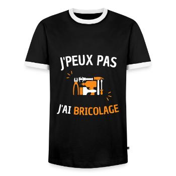 J'peux pas j'ai bricolage ! humour bricoleur - T-shirt contrasté Homme - noir/blanc - Devant - AI Model Female 172 light (172cm) & AI Model Male 178 light (178cm)