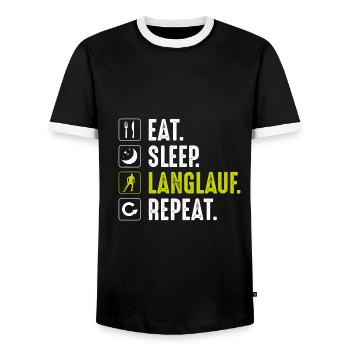 Eat Sleep Cross-Country Repeat Cross-Country Fun Gift - Men's Ringer Shirt - black/white - Front - AI Model Female 172 light (172cm) & AI Model Male 178 light (178cm)