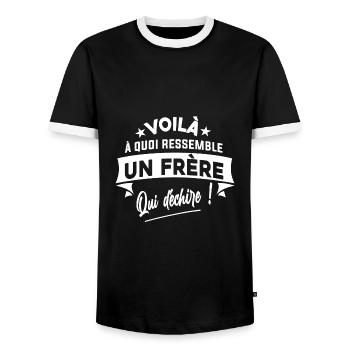 un frère qui déchire - T-shirt contrasté Homme - noir/blanc - Devant - AI Model Female 172 light (172cm) & AI Model Male 178 light (178cm)