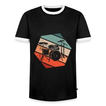 Retro Schlagzeug Drummer Musiker Schlagzeuger - Männer Kontrast-T-Shirt - Schwarz/Weiß - Vorne - AI Model Female 172 light (172cm) & AI Model Male 178 light (178cm)