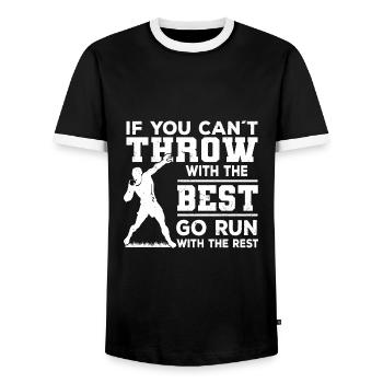 Shot put - Men's Ringer Shirt - black/white - Front - AI Model Female 172 light (172cm) & AI Model Male 178 light (178cm)