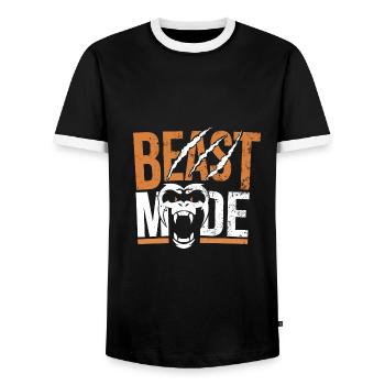 Sport Fitness - Mode Bête - T-shirt contrasté Homme - noir/blanc - Devant - AI Model Female 172 light (172cm) & AI Model Male 178 light (178cm)