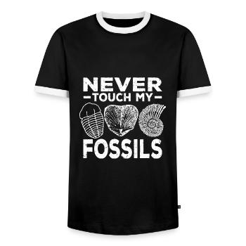 Fossilien Sammeln Geschenke | Fossil Sammler Dinos - Männer Kontrast-T-Shirt - Schwarz/Weiß - Vorne - AI Model Female 172 light (172cm) & AI Model Male 178 light (178cm)