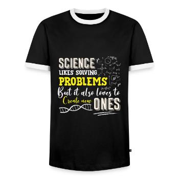 La science aime résoudre les problèmes Drôle - T-shirt contrasté Homme - noir/blanc - Devant - AI Model Female 172 light (172cm) & AI Model Male 178 light (178cm)